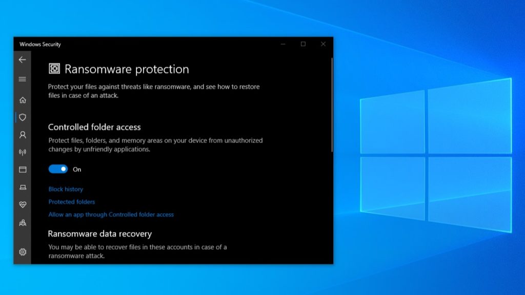 Ransomware protection windows 10 как отключить