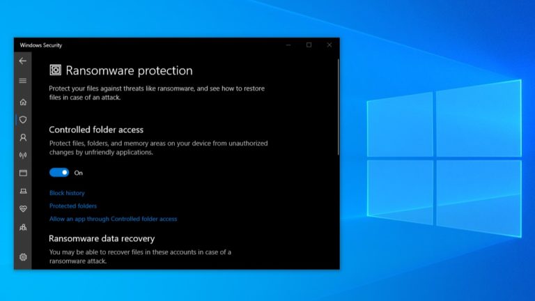 Turn on Windows 10 Ransomware Protection