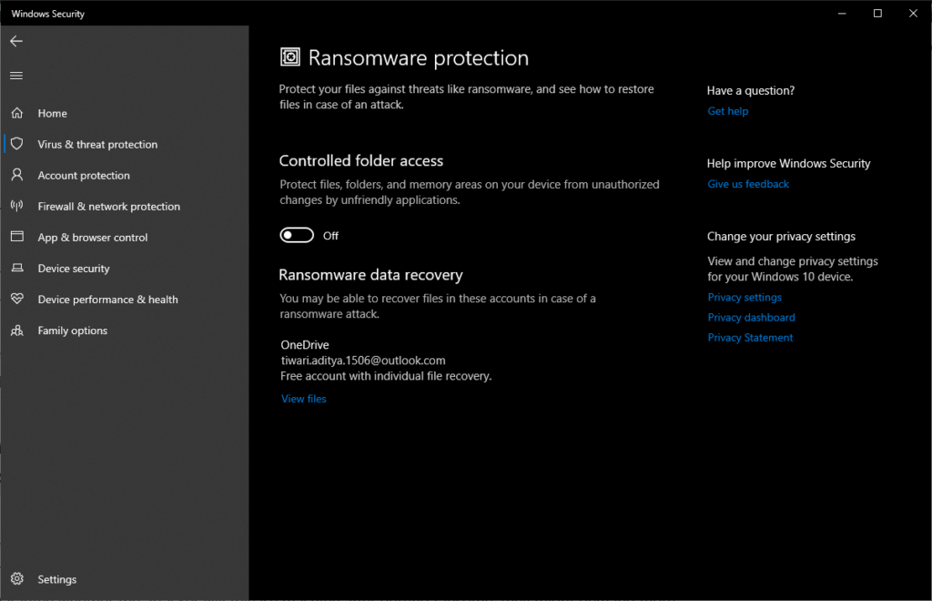 windows 10 ransomware protection controlled folder access