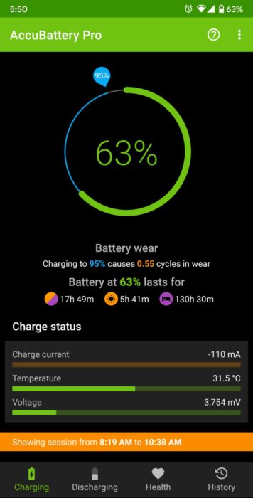 charge status accubattery - how to check battery health in android