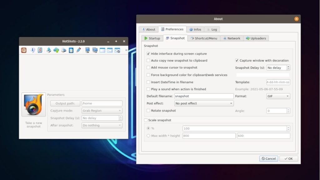 hotshots interface - best linux screenshot tools