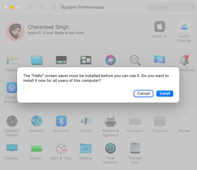 macOS install hello screensaver