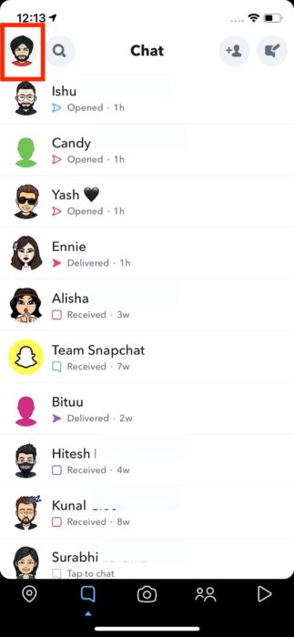 snapchat tap on profile