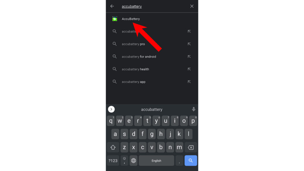 type accubattery in search bar