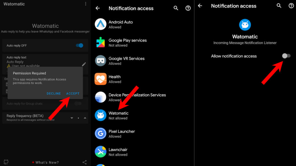 watomatic notification access