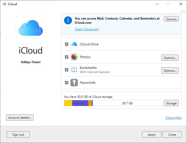 4 Manage Settings iCloud Windows app