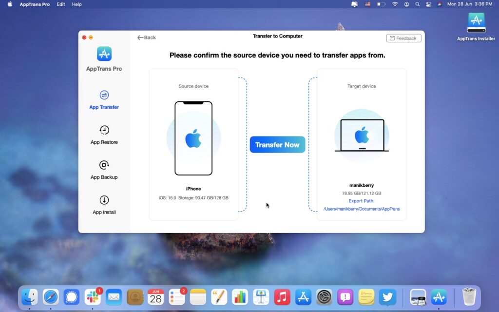 App Transfer using AppTrans