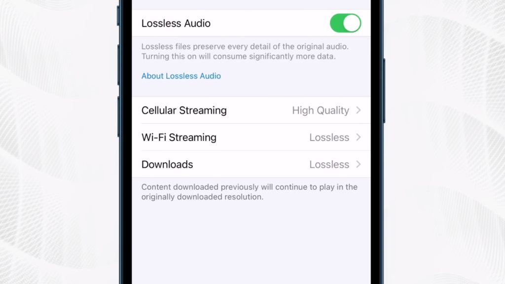 Enable Apple Lossless iPhone