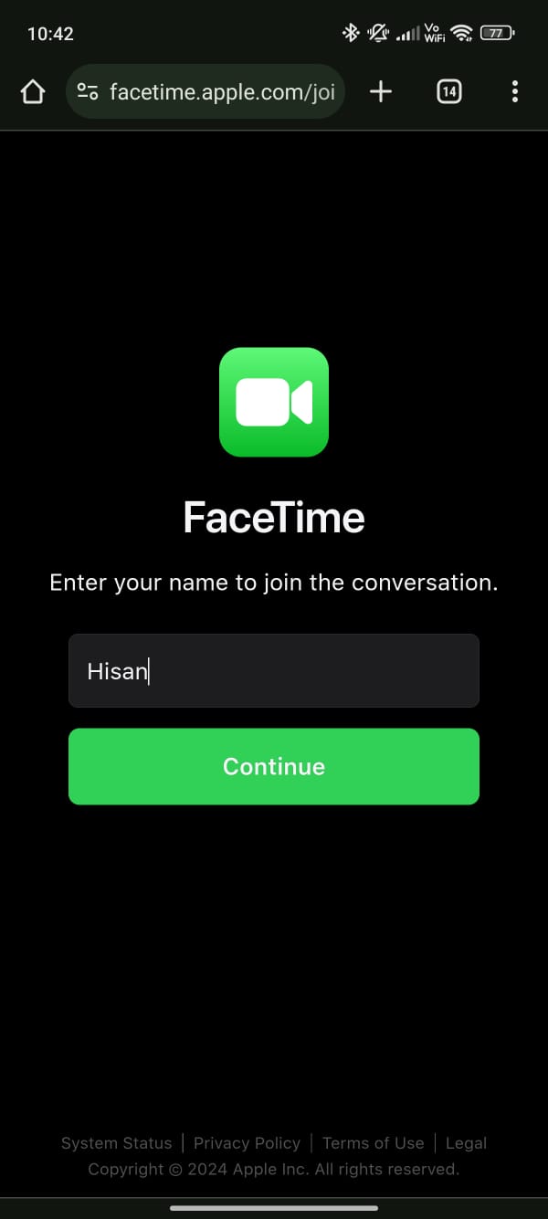 Enlace de FaceTime para unirse en Android 