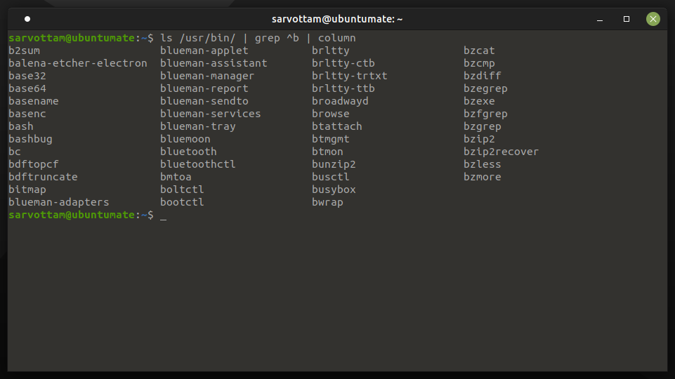 Output with column utility