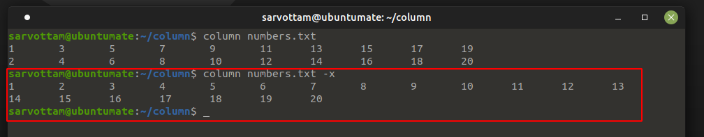 Row to column output