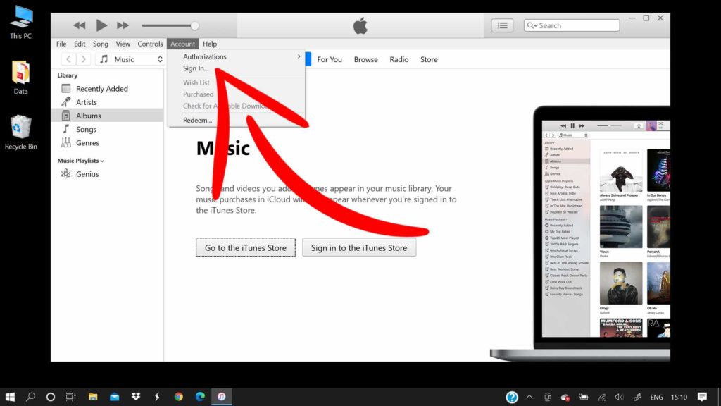 Sign up for iTunes from Windows-2