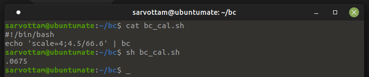Use bc in shell script