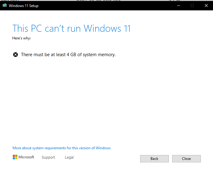 Windows 11 memory requirements