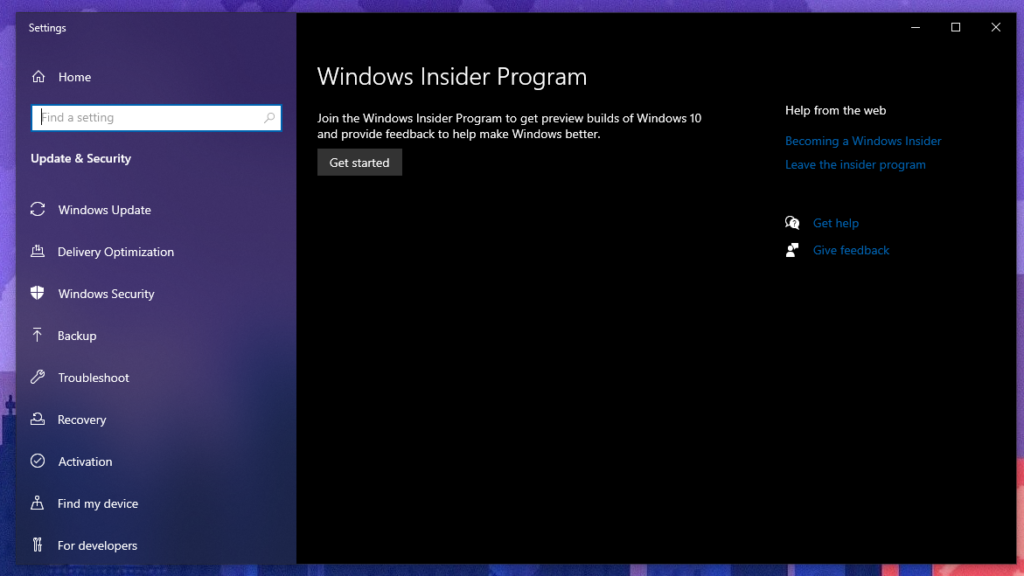 Windows insiders get started