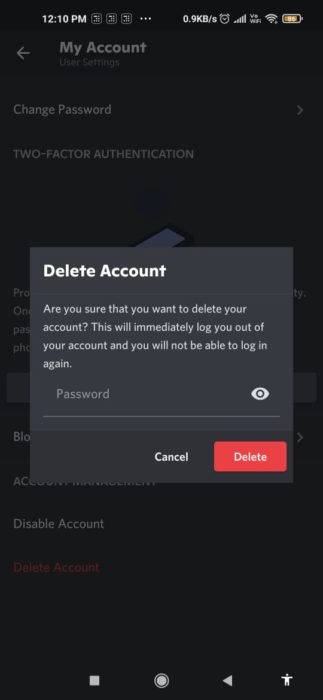 how to delete your discord account