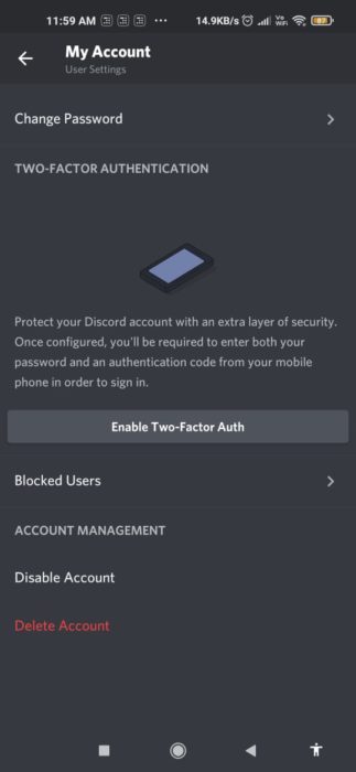 delete discord account settings