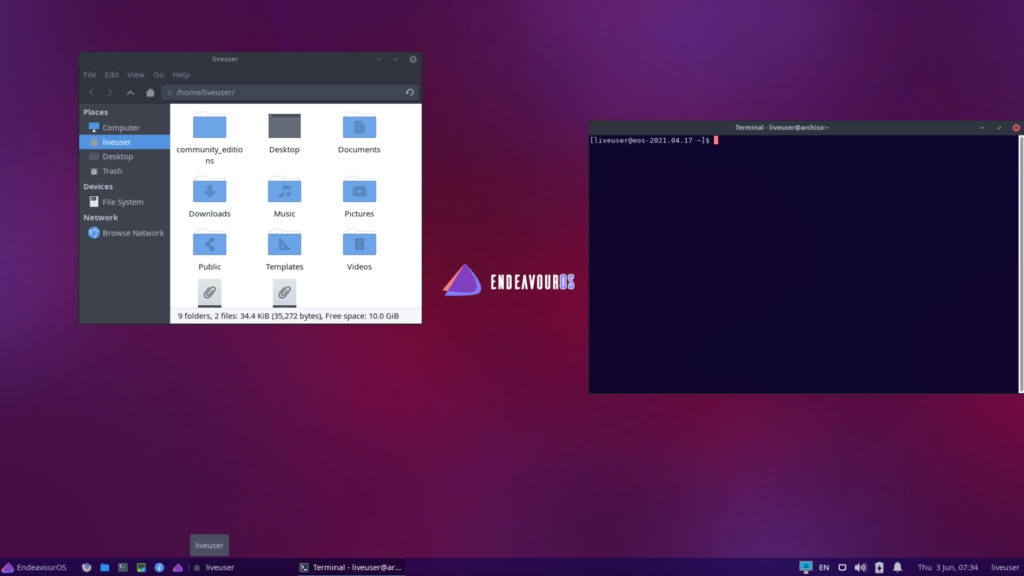 endeavourOS xfce