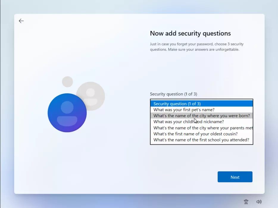 windows security questions