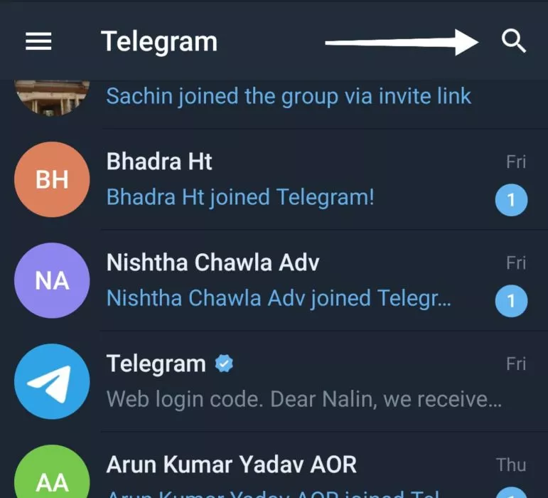 how to search on telegram