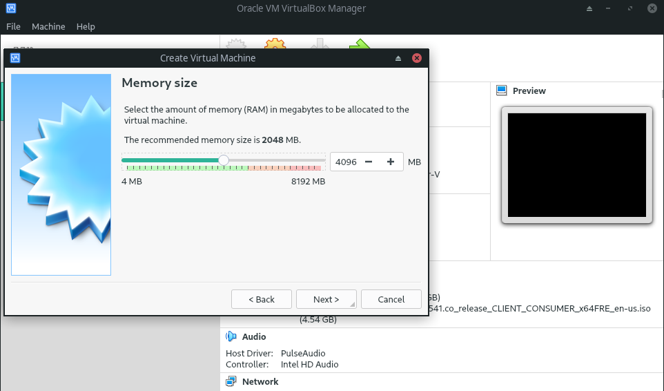 virtualbox allocate RAM