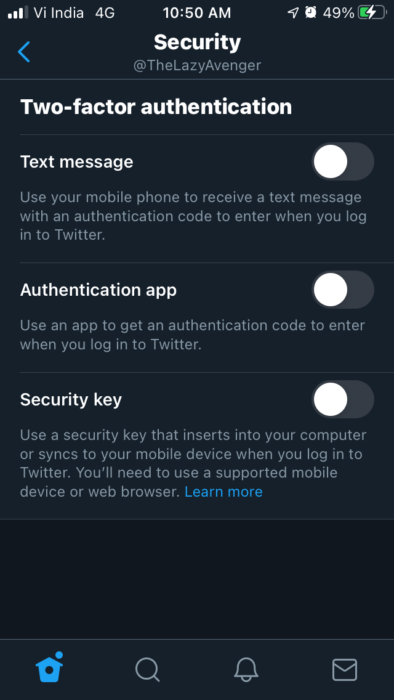 3 Choose Twitter 2FA options