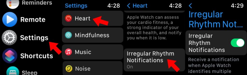 4 Enable Irregular Hearth Rythm on Apple Watch