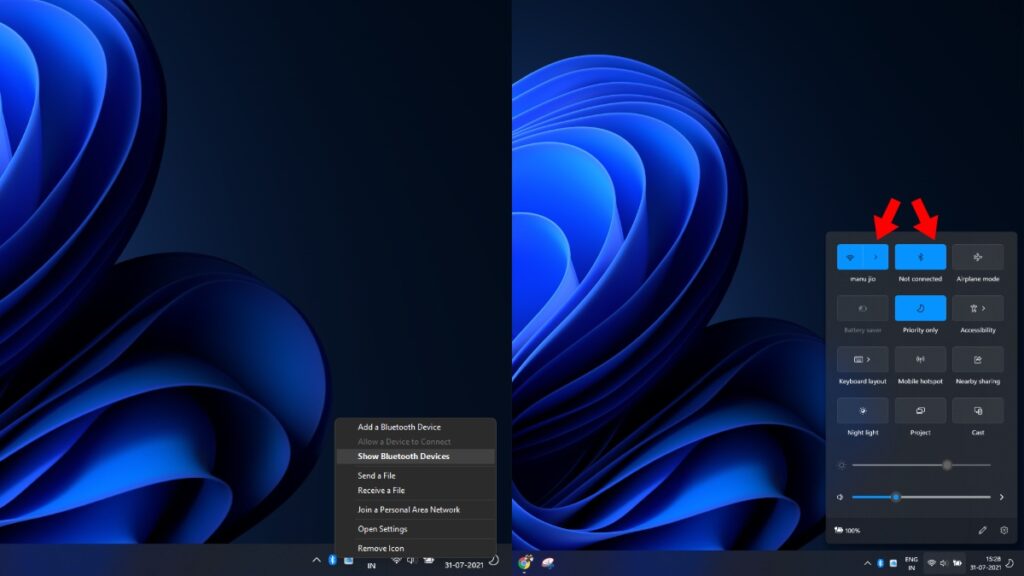 4. Bluetooth Quick Settings On Windows 11