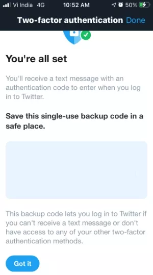 5 Twitter Verification Backup code