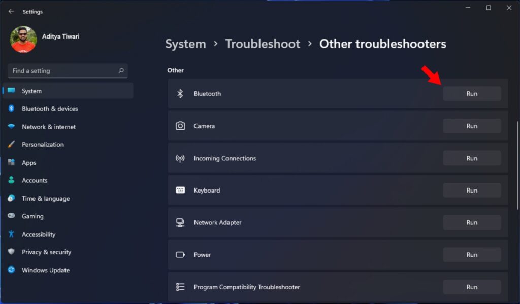 Bluetooth Troubleshooter Windows