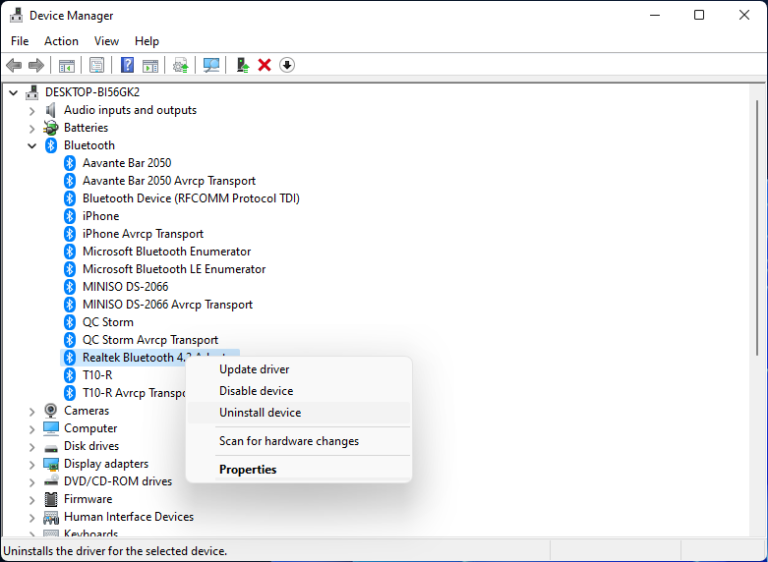 windows reinstall bluetooth driver