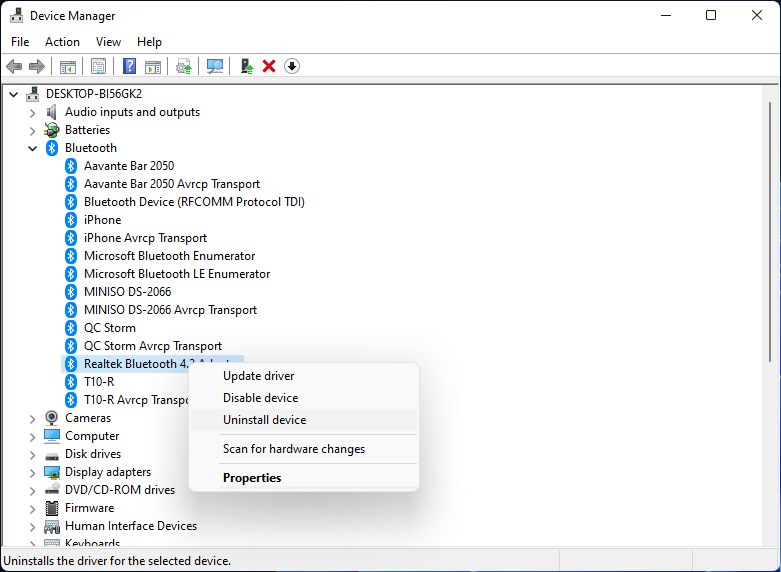 Delete Bluetooth Drivers Windows 11
