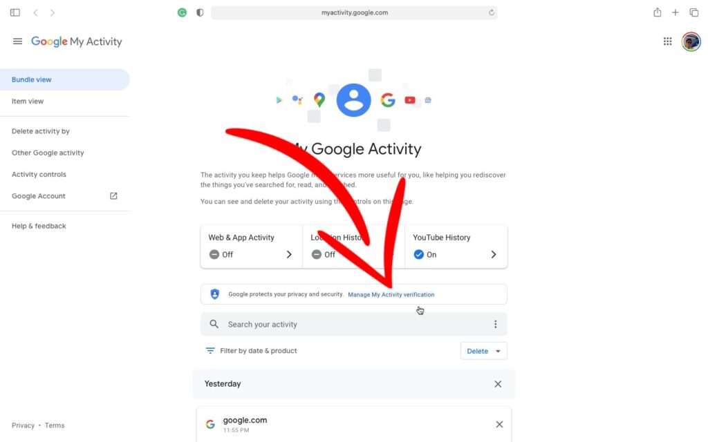 My activity google borrar