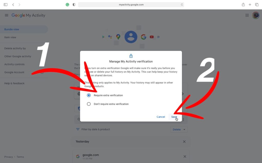 Google My Activity password- 2