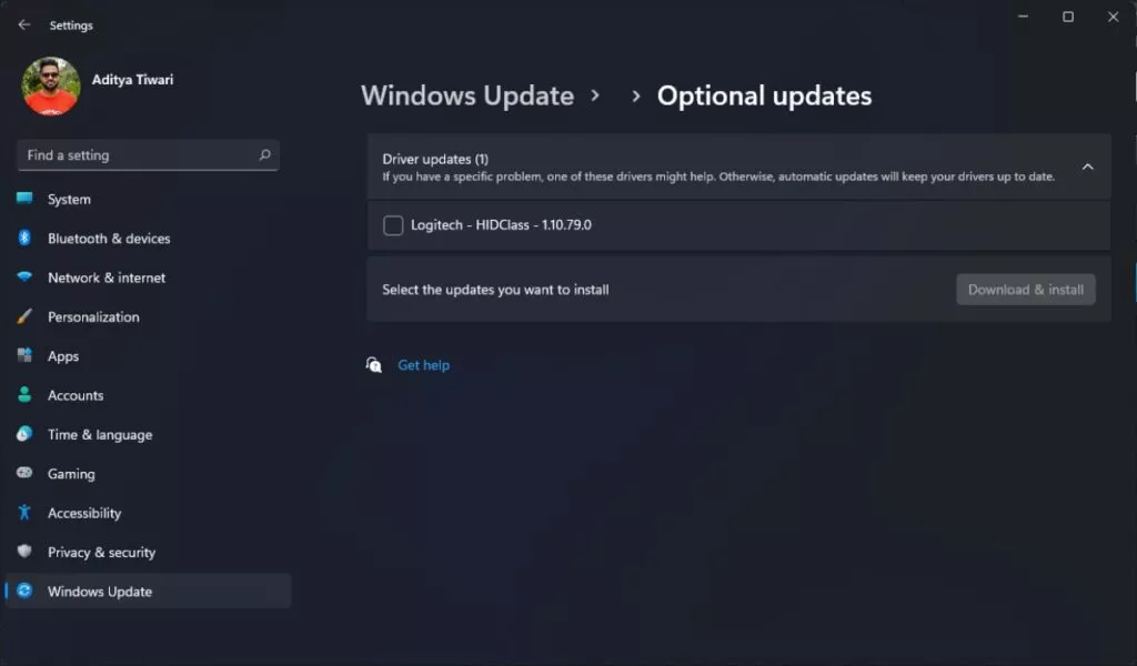 Optional Updates on Windows 11