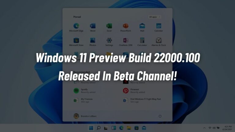 Windows 11 Insider Preview 22000.100 beta channel