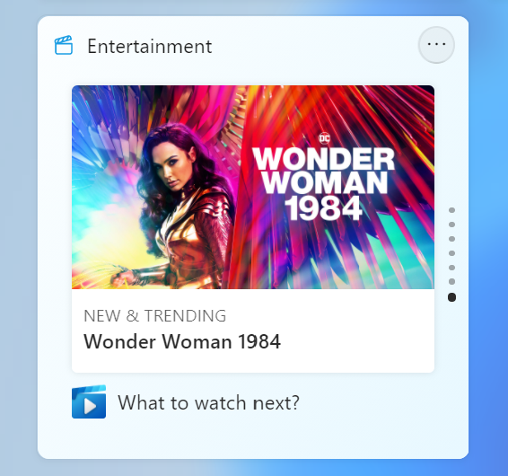 Windows 11 entertainment widget