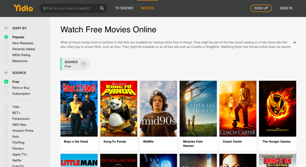 Yidio-  watch free movies online