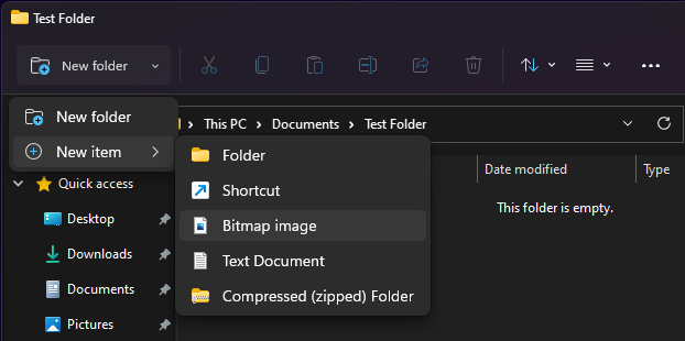 new bitmap image from windows explorer