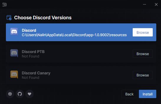 Choose discord Versions