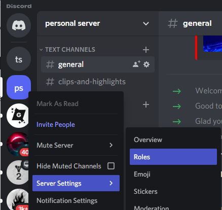 changing personal server permission settings