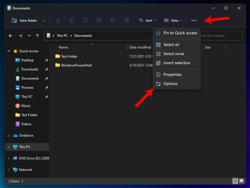 file explorer options
