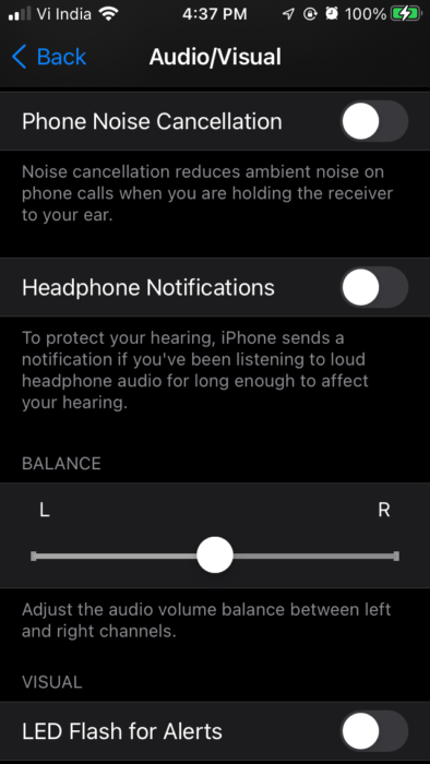 iOS Audio Balance Selector