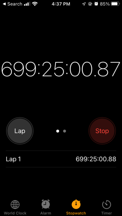 iPhone Stopwatch 29 Days