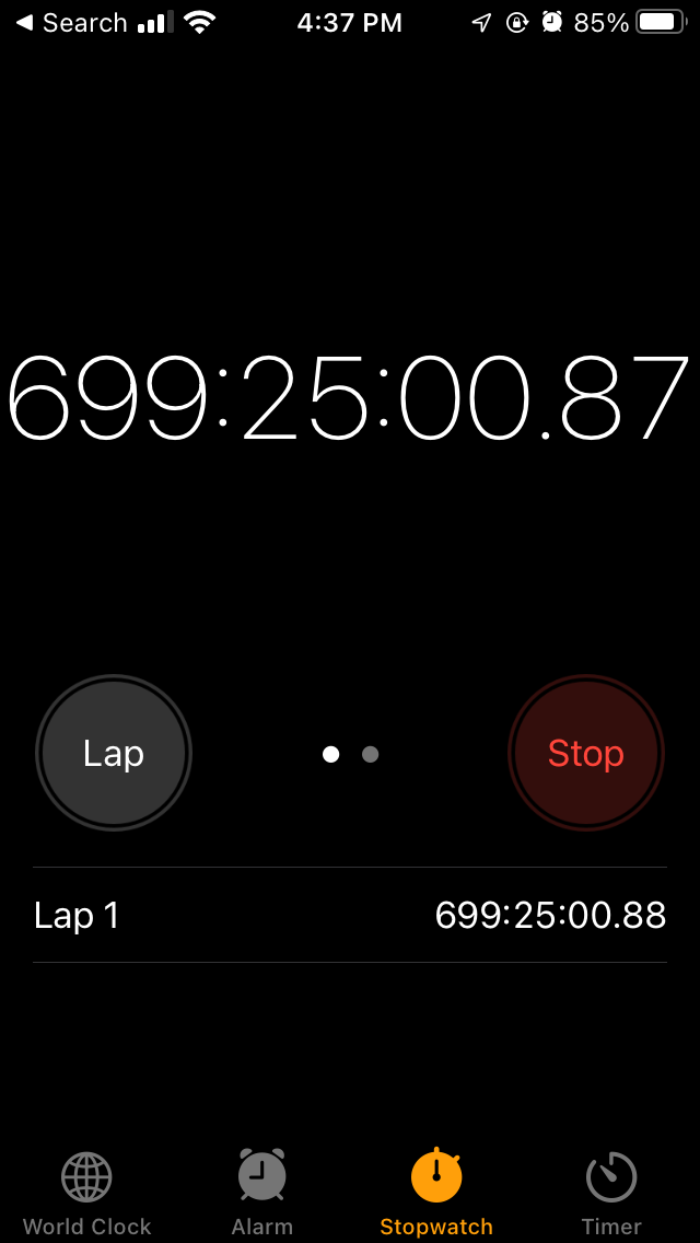 My iPhone Stopwatch Is Running For the Last 29 Days!