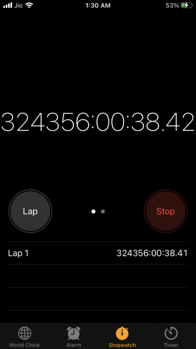 iphone stop watch