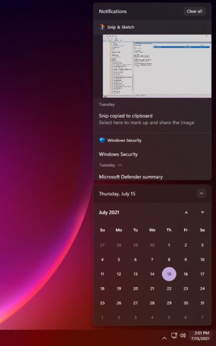 windows 11 notification center