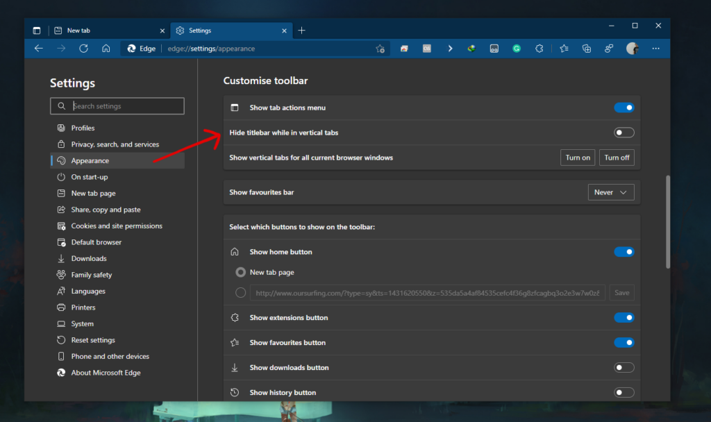 How To Hide Vertical Tab Title Bar In Microsoft Edge Images 