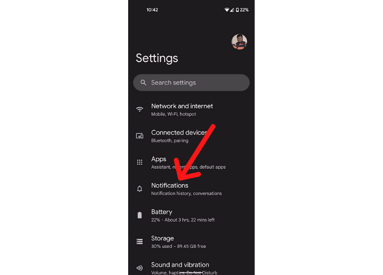 Android 12 settings notifications